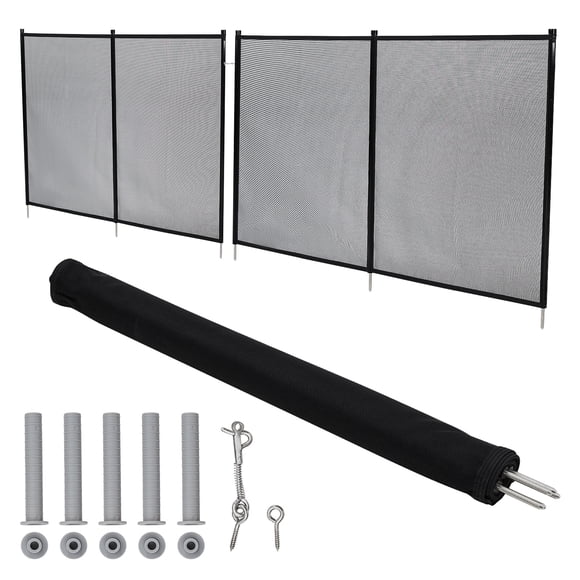 Pool Safety Fence 4x12 FT, Removable Child Barrier with Heavy-Duty 320GSM Mesh & Stainless Frame, DIY Install for Inground/Above Ground Pools, Black
