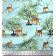 thumbnail image 1 of Soimoi Velvet Fabric Tree & Kangaroo Animal Printed Fabric 1 Yard 58 Inch Wide, 1 of 3