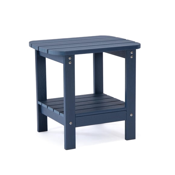 Backyard Lifestyles Outdoor Side Table with Shelf - Polycarbonate - Navy Blue