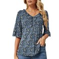 thumbnail image 1 of V Neck Ruffle Trim Top,Women Ruffle Trim Half Women Ruffle Trim Top Ruffle V Neck Blouse Performance Driven, 1 of 2