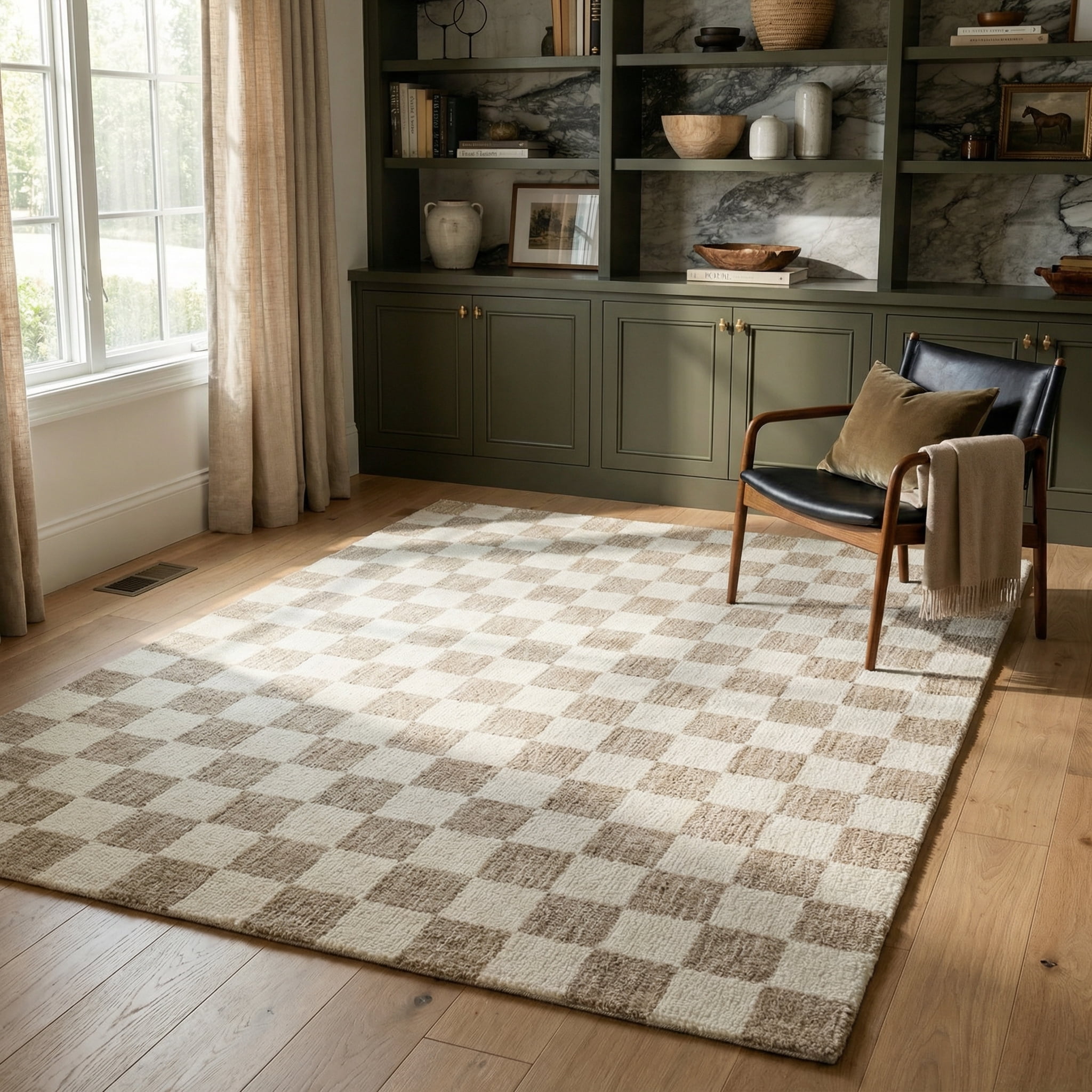 Rug Branch Tapis d'intérieur touffeté à la main moderne à carreaux Maya