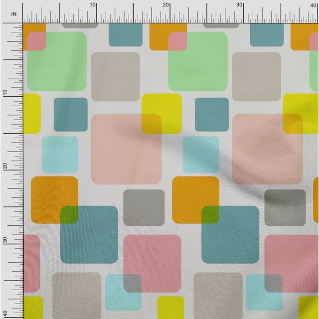 Soimoi Moss Georgette Fabric Square Panel Printed Craft Fabric by The Yard 42 Inch Wide