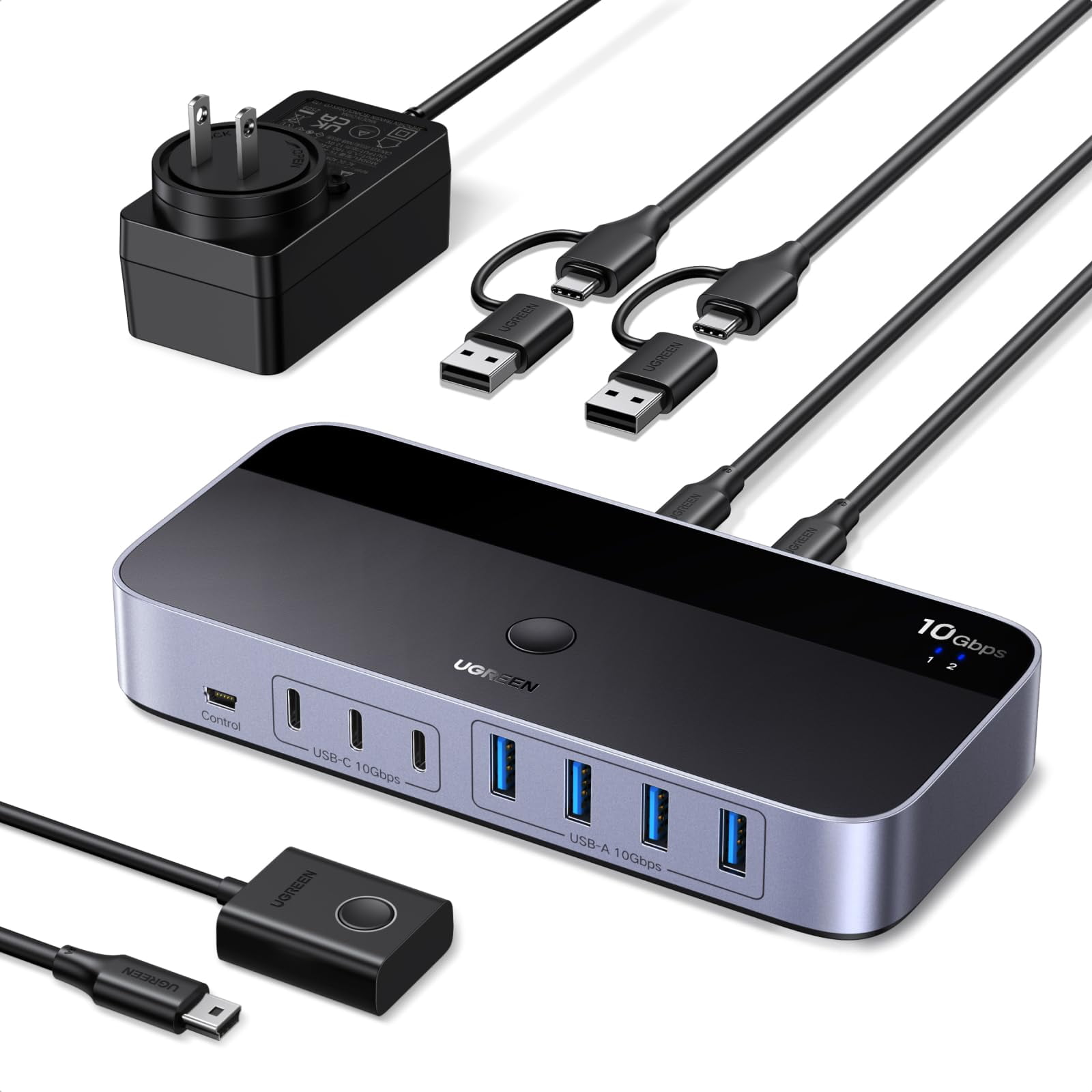 UGREEN 2-in 7-Out USB 3.2 Switch, 10 Gbps Switcher for A or C Computers ...