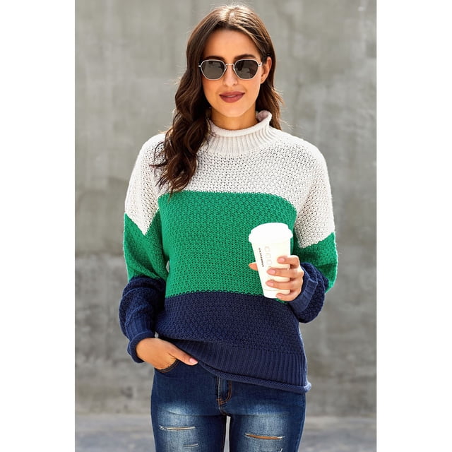 Women's Oversized Chunky Batwing Long Sleeve Turtleneck Sweater