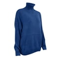 thumbnail image 5 of VgaVtl Long Sleeve Womens Sweater High Neck Pullover Chunky Womens Sweaters Fall Loose Thick Knit Blue Solid Color Sweaters, 5 of 5