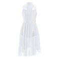 thumbnail image 3 of RUNQHUI Robe de Danse Ballet à Sequins pour Filles, Robe de Patinage Artistique Sans Manches Ourlet Irrégulier en Maille Blanche 14, 3 of 7