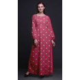 thumbnail image 2 of Bimba Robe Maxi à Manches Longues pour Femmes en Georgette Mousse Imprimée de Feuilles et d'Anémones à Taille Élastique - Xxx-Grand, 2 of 5
