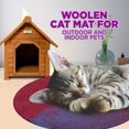 thumbnail image 3 of HAUSSIMPLE Cat Bed Mat Natural Merino Cozy Wool Large Carpet for Pet Cat Kitty Small Dog- Aqua Red, 3 of 7