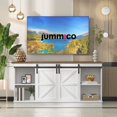 thumbnail image 3 of Jummico Tv Stand For 65 Inch Tv Entertainment Center With Storage Cabinets And Sliding Barn Doors Mid Century Modern Media Tv Console Table For Living Room Bedroom (Bright White), 3 of 5