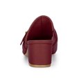 thumbnail image 2 of BLISSFUL STEP Women's Shoes Buckle Strap Pointed Toe Chunky Heel PU Vamp Mule Shoes Burgundy 7, 2 of 7
