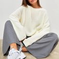 thumbnail image 3 of Yuyuzo Womens Pull Oversize Col Rond Manches Longues Tricoté Doux Automne Tops, 3 of 3
