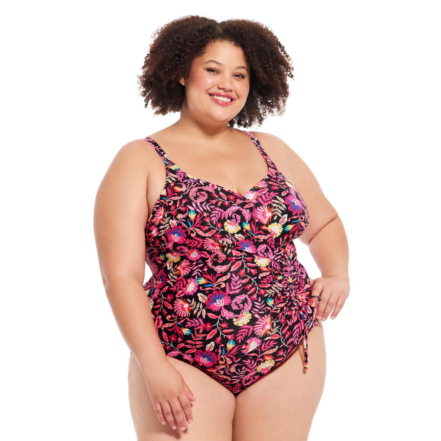 Maillot de bain une-pièce Krista pour femme à encolure en V avec fronces l’avant
