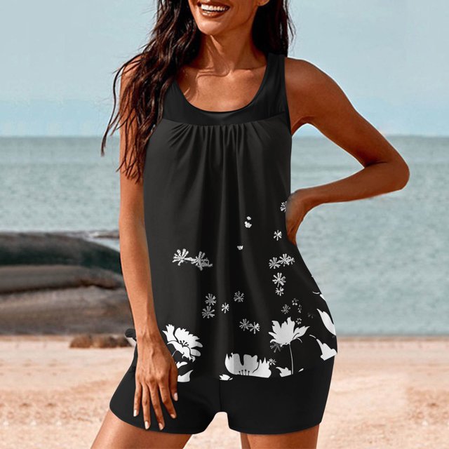 UPPADA Two Piece Tankini Swimsuits for Women High Waisted 2 Piece Bathing Suits Floral Print Tankini Set Tummy Control Modest Swimwear for Holiday Tank Swimsuits for Women Multicolor,2xl