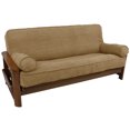 thumbnail image 1 of Solid Microsuede Double Corded 8 to 9-inch Full Futon Cover Set with Two 20 by 8-inch Bolster Pillows (Set of 3) - Java, 1 of 2