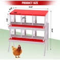 thumbnail image 3 of Chicken Nesting Box, 6 Compartment Metal Chicken Nesting Boxes for Chicken Coop, Easy Egg Collection, Easy Cleaning, Chicken Laying Boxes with Bracket Legs for Hens, Red, 3 of 7