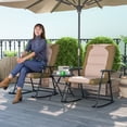 thumbnail image 2 of Outsunny Ensemble de 3 Chaises Berçantes Pliables pour Patio, Brun Pâle, 2 of 10