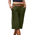 thumbnail image 2 of Yanlir Women's Summer Solid Color Zipper Button Pockets Shorts Solid Color Elastic Waist Knee Length Half Short Pants, 2 of 6
