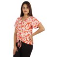thumbnail image 3 of Moomaya T-Shirts Teinture sur Nœuds à Manches Courtes Froncées pour Femmes Col en V Décontracté en Jersey, 3 of 8