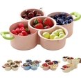 thumbnail image 1 of 2-Tier Divided Serving Platter with Handle, Stackable Multifunctional Fruit Vegetable Tray with Drain Basket, Double Layer Compartment Snack Dish for Home, Kitchen, Party (Pink), 1 of 8