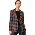 thumbnail image 1 of INSPIRE CHIC Blazer à Carreaux à Revers Cranté à Double Boutonnage pour Femme, 1 of 6