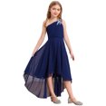 thumbnail image 3 of Manyakai Robe à une Épaule pour Filles, Ourlet Haut-Bas, Robe de Princesse à Volants, Taille Haute, Robe de Danse de Soirée Bleu Marine 8, 3 of 7
