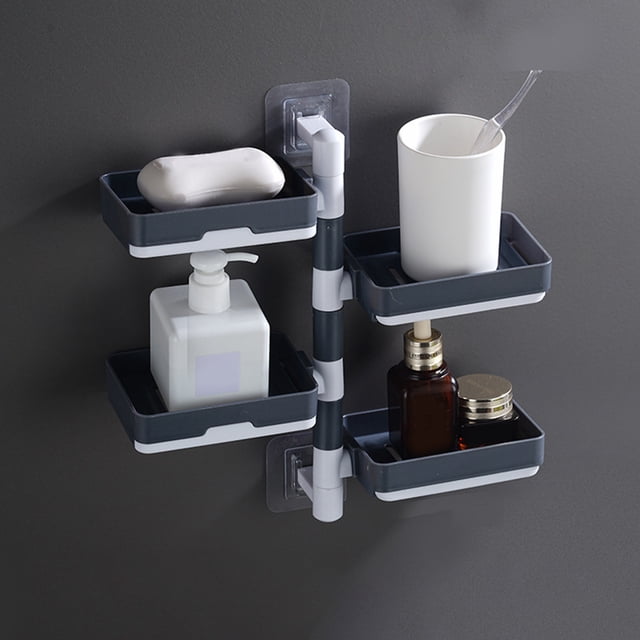 Soap Holder,Soap Travel Container,Bar Soap Container,Leakproof Soap Case,Bathroom Soap Dishes,Soap 4-Layer Self-Adhesive Soap Dish Wall Mounted Rotatable Soap Box Storage for Bathroom Kitchen