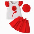 thumbnail image 1 of gdxvjhbj Ensembles Jupe pour Tout-Petits pour Filles Enfants Ensemble Jupe pour Filles Été Robe Tutu à Manches Courtes pour Tout-Petits 2 Pcs Tenues de Fête 3T 4T (Rouge, 3-4 Ans), 1 of 9