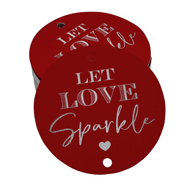Inkdotpot Silver Foil Paper Hang Tags Let Love Sparkle Wedding Favor Tags 100 Pieces