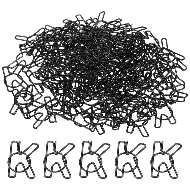 Unique Bargains Pinces à Papier en Forme de Lettre K, Noir, 100 Unités