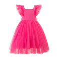 thumbnail image 1 of FhsagQ Robes Filles Robe à Volants Manches Courtes Encolure Carrée Dos Nu Tutu Robes Enfants Mariage Élégante Robe Princesse pour Filles 3-4 Ans, 1 of 4