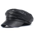 thumbnail image 1 of LinYooLi Pi Jun Hat Female Autumn And Winter Alphabet Student Hat Edition Fashion PU Naval Hat High -Speed Sales Tong Hat, 1 of 5