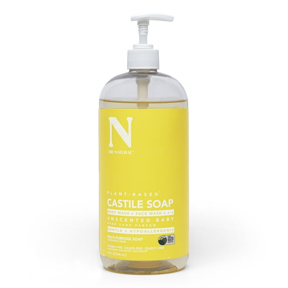 Dr. Natural Castile Liquid Soap, Multipurpose Soap, Unscented Baby, 946 ml