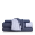 thumbnail image 2 of Riley Home Flannel Sheet Set, Navy, Queen, 2 of 4