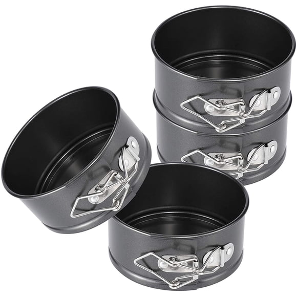 Ensemble de Mini Moules à Charnière de 4 Po - Ensemble de 4 Petits Moules Antiadhésifs pour Mini Gâteaux au Fromage, Pizzas et Quiches