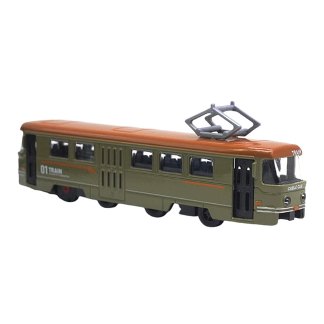 HILABEE Classic Tram Model 1/90 Decorative Collectors Gift Collectible Prop Ornament Retro Green