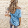 thumbnail image 2 of New Women's Loose V Neck Pullover Sweater Short Sleeve Top Solid Color T Shirt, 2 of 2