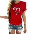 thumbnail image 2 of Cadeau de Saint-Valentin pour Femmes Mode Imprimé Col Rond Manches Courtes T-shirt Blouse Hauts Amples, 2 of 6