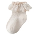 thumbnail image 3 of dmqupv Girls Dressy Textured Short Socks Baby Socks Spring And Fall Cotton Baby Socks Lace Elastic Not To Strangle Boneless Girls Lace Mid Calf Socks Coffee,Size for 3-5 Years, 3 of 8