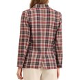 thumbnail image 3 of INSPIRE CHIC Blazers pour Femmes Revers Cranté Manches Longues un Bouton Blazer à Carreaux Brun Rouge TP, 3 of 8
