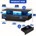 thumbnail image 3 of DEXTRUS High Gloss LED Coffee Table with Storage, Modern Center Table with Drawers & Display Shelves for Living Room, Black, 3 of 7