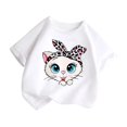 thumbnail image 3 of PMVFHDE T-Shirts d'Été Décontractés pour Filles T-Shirt Mignon à Motif pour Fille Col Rond Manches Courtes T-Shirt d'Été Décontracté Blanc, 8-9 Ans, 3 of 5