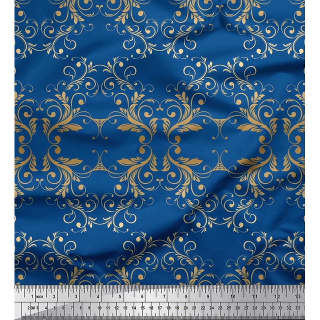 Soimoi Rayon Fabric Filigree Damask Printed Craft Fabric by the Yard 42 Inch Wide