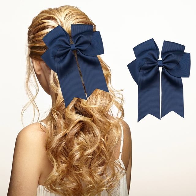 Iumwxz 6-inch Ribbed Satin Fishtail Double Layered Ribbon Bow Hair Clip For Children's Hair Accessories Hair Clip