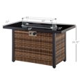 thumbnail image 3 of Outsunny Propane Fire Pit Table 43" Outdoor Fire Table, Brown, 3 of 10
