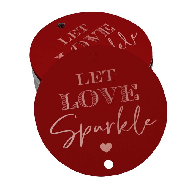 Inkdotpot Pack Of 100 Real Rose Gold Foil Paper Tags Let Love Sparkle Wedding Favor Hang Tags