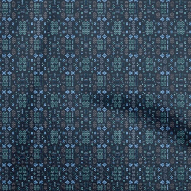 oneOone Polyester Spandex Blue Fabric Asian Kilim Sewing Craft Projects Fabric Prints By Yard 56 Inch Wide