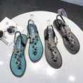 thumbnail image 4 of Leutsin Chaussures pour Femmes Style Romain Sandales à Talon Bas à Bande Élastique à Enfiler Tongs, 4 of 5