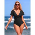 thumbnail image 4 of Charmo Ruched One Piece Swimsuits for Womens Cut Out Ruffle Bathing Suit Tummy Control Swimsuit, 4 of 6