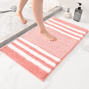 EGNMCR Bathroom Rugs, Extra Thick Microfiber Striped Door Mat - Non-Slip Bathroom Kitchen Entry Rug Water-Absorbent Floor Mat For Bathroom Kitchen Doorway Foot Mat Bathroom Rug Blanket