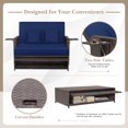 thumbnail image 4 of Gymax Causeuse en Rotin Ensemble Lit de Jour Salon Ottomane de Rangement Tables d'Appoint Ajuster Patio Bleu Marine, 4 of 5